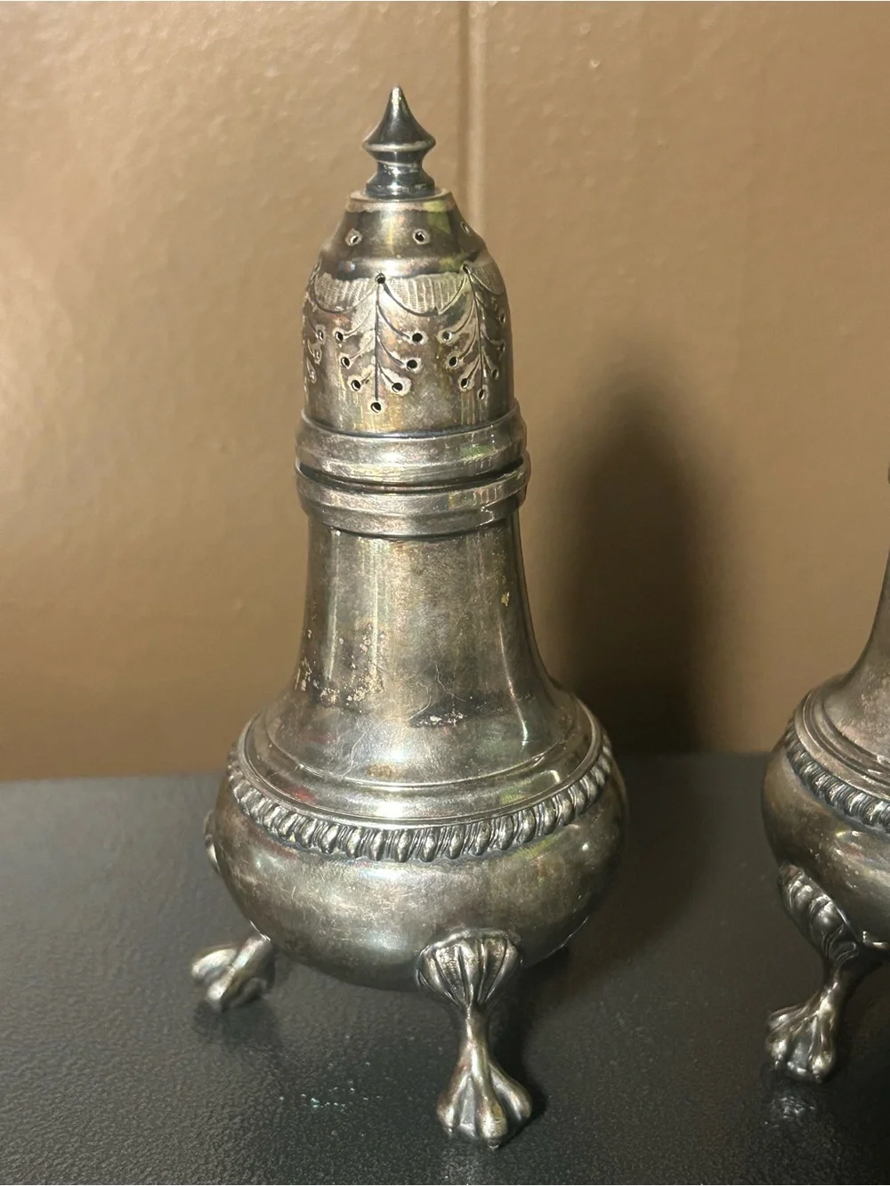 Antique E. G. Webster & Son Silver Plated Salt & Pepper Shaker Pair, Dinnerware